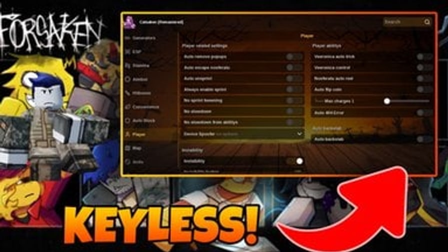 Catsaken Remastered — Forsaken Infinite Stamina, Auto Backstab & ESP (Keyless) cover